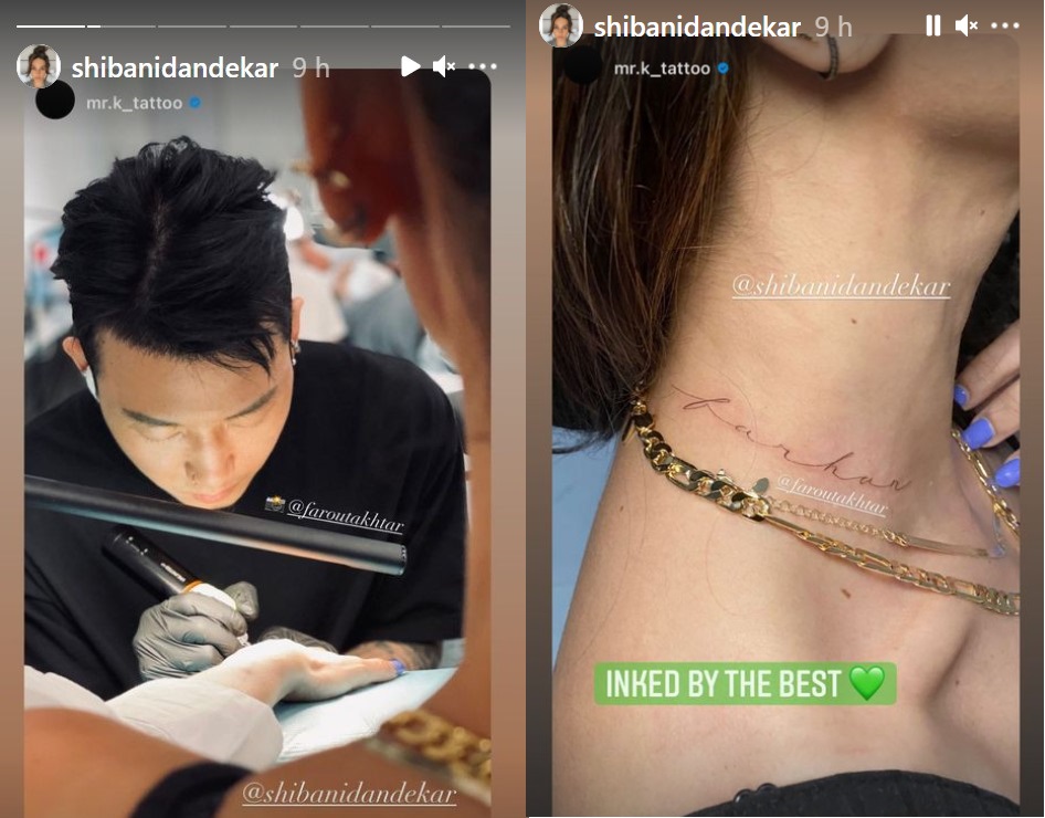 Shibani Dandekar gets boyfriend Farhan Akhtars name tattooed on her neck   Hindi Movie News  Bollywood  Times of India