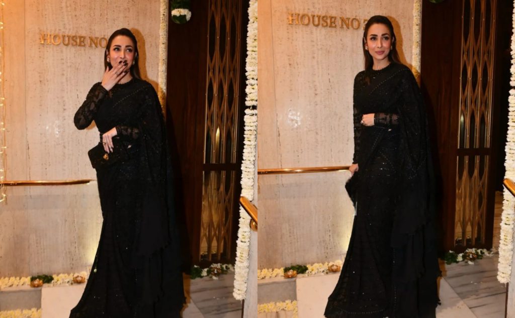 Karisma Kapur Ka Xxxx - Malaika Arora Wears A Rs 1.3 Lakh Black Sequine Saree | IB