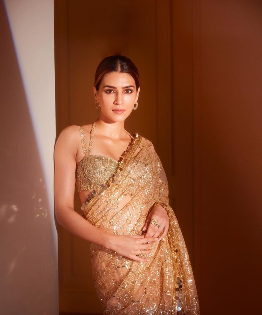 Kriti Sanon Wears A  Embroidered Saree