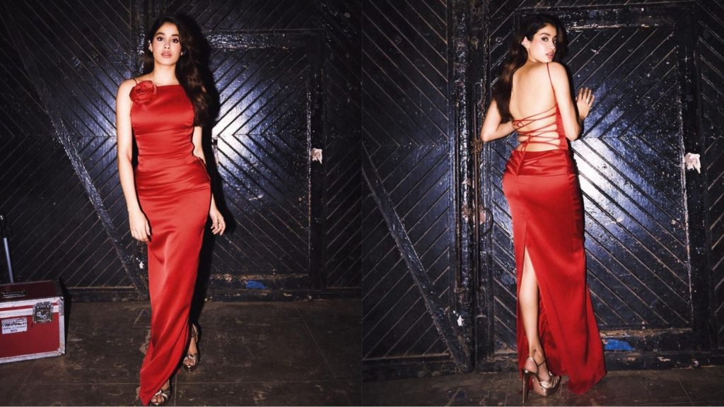 Janhvi Kapoor red satin gown - Instant Bollywood Janhvi Kapoor red satin gown