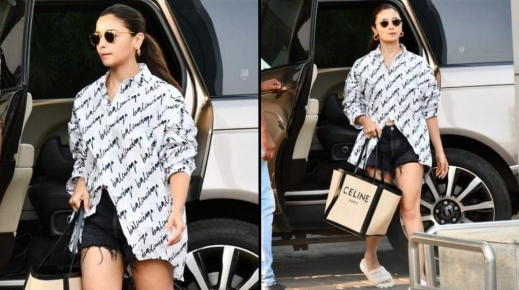 Alia in Balenciaga oversized shirt