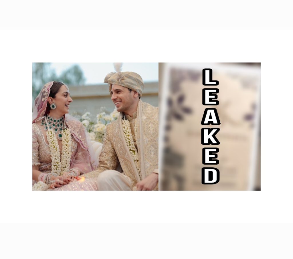 Sidharth Malhotra-Kiara Advani wedding invitation card