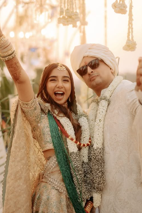 prajakta koli vrishank khanal wedding outfits anita dongre
