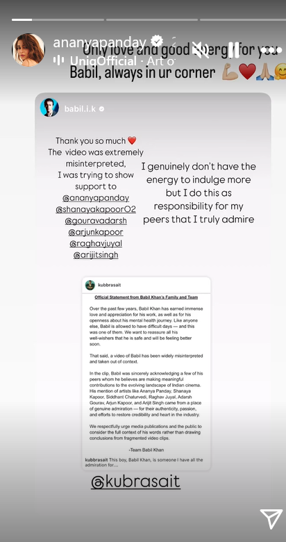 Ananya Panday supports Babil Khan